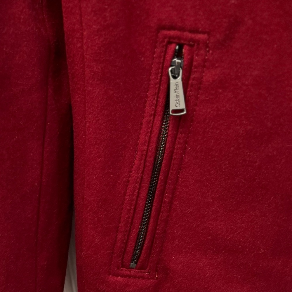 Calvin Klein Red Coat size Small. Asymmetrical zip up coat/lined warm jacket - Picture 11 of 16